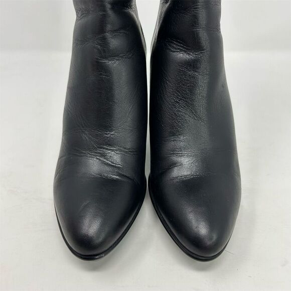 Aquatalia Women's Black Leather Ankle Boots Size 7 High Heel Back Zip Closure - Picture 4 of 13